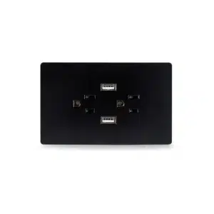 toma doble + 2 usb negro